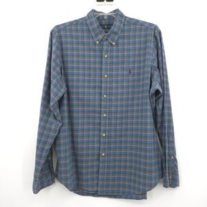 Ralph Lauren Shirt Mens XL Blue Plaid 100% Cotton Dress Button Down